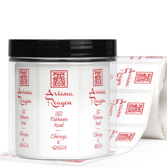 Reagen Vertical Address Labels in a Jar